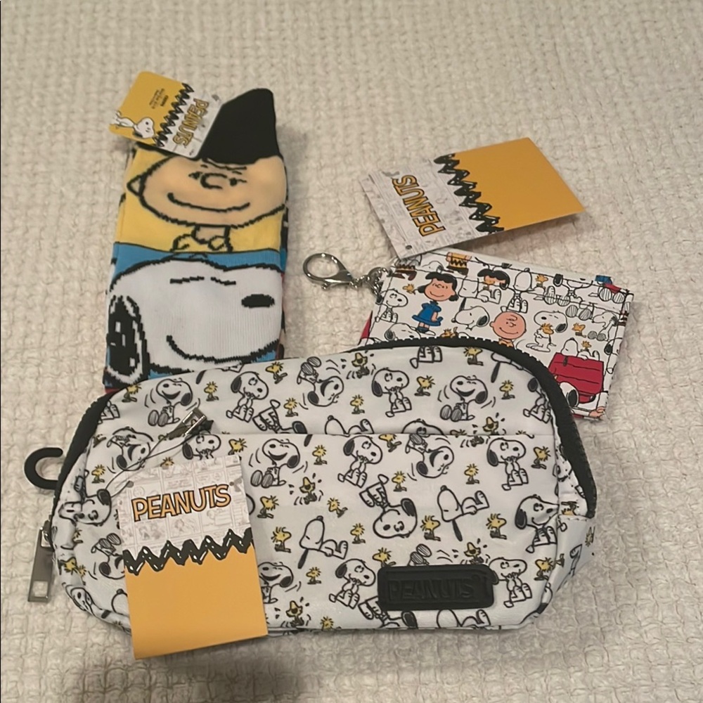 Peanuts, Charlie Brown & Snoopy Fanny pack, wallet, and socks